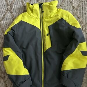 Obermeyer Kids Puffer Jacket in Bright Yellow and Charcoal